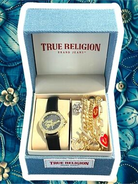 NEW True Religion Boxed Watch & 3 Charm Bracelets Set